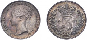 Victoria (1837-1901). Threepence, 1847, young head. (ESC 3374, S.3914). The key date and extremely rare. Possibly a maundy issue. Uncirculated.
