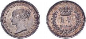 Victoria (1837-1901). Threehalfpence, 1838, young head. (ESC 3461, S.3915). Issued for colonial use. Uncirculated.
