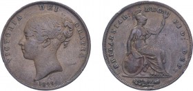 Victoria (1837-1901). Penny, 1849, copper issue. (BMC 1497, S.3948). Some edge knocks and some staining to reverse otherwise a Good Fine and very rare...
