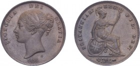 Victoria (1837-1901). Penny, 1855, copper issue, plain trident. (BMC 1509, S.3948). Extremely Fine.