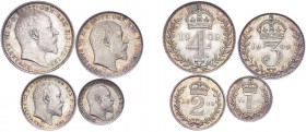 Edward VII (1902-1910). Maundy Set, 1909, bare head. (ESC 3615, S.3985). Uncirculated and attractively toned, scarce date.