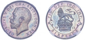 George V (1911-1936). Sixpence, 1911, proof issue. (ESC 3872, S.4014). Slabbed and graded by NGC as PF67.
PCGS have graded one coin higher at PF68, ot...