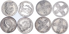 George II, lot of 4 sixpences: 1757 (3) and 1758. (S.3711). Extremely fine (4).