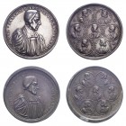 James II, 1688, Archbishop Sancroft and the Seven Bishops, cast silver medal and pewter issue (2). First by G.Bower and pewter issue by Daniel Warou. ...
