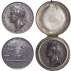 George IV, 1821, Coronation, official bronze medal. By B.Pistrucci. 35mm, 22.4g. (Eimer 1146, BHM 1070). About Extremely Fine and in original red fitt...