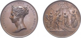 Victoria, 1837, Visit to the City of London, bronze medal. By J.Barber. 61mm, 108.4g. (Eimer 1303, BHM 1772). Extremely Fine and in original fitted ca...