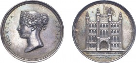 Victoria, 1837, Guildhall, Corporation of London, silver medal. By W.Wyon. 55mm, 76.0g. (Eimer 1304, BHM 1775). Two piercings on edge where the medal ...