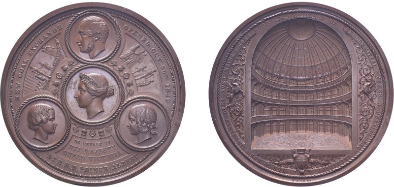 Victoria, 1849, Coal Exchange Opened, bronze medal. By B.Wyon. 89mm, 422.5g. (Ei...