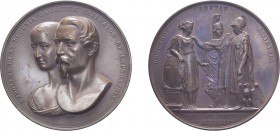 Victoria, 1855, Napoleon III & Eugenie, Visit to the City of London, bronze medal. By B.Wyon. 77mm, 246.7g. (Eimer 1496, BHM 2561). Good Very Fine.