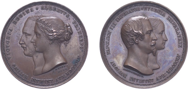 Victoria, 1855, Visit of Queen Victoria & Prince Albert to France, bronze medal....