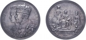 George V, 1911, George V & Queen Mary Coronation, in silver. By Frank Bowcher for Spink & Son. 63mm, 98.1g. (Eimer 1921, BHM 4023). About as struck.