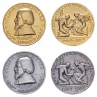Elizabeth II, 1964, William Shakespeare, 400th Anniversary of Birth, medal pair in 9ct gold and silver. By P.Vincze. 32mm, gold; 14.3g, silver; 16.1g....