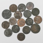 Tokens, Halfpenny Issue, Middlesex (DH353, 369a, 370a, 371, 480, 977, 1035a), Warwickshire (DH451c), Yorkshire (DH32, 52), Gloucestershire (DH65), Suf...
