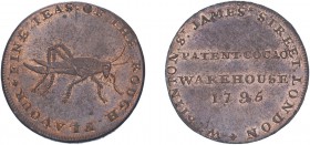 Token, Middlesex, Stinton’s, Halfpenny, 1795, Obv with grasshopper. Edge reads Italian French & Portugal Fruit Warehouse .+. (DH 904). Extremely Fine ...