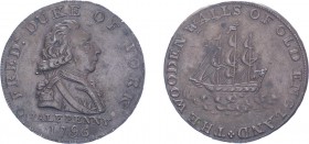 Token, Middlesex, National Series, Halfpenny, 1795, Obv with Duke of York. Edge reads Payable In Lancaster London Or Bristol. (DH 985). Edge error wit...