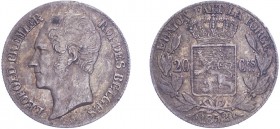 BELGIUM. Leopold, 1831-1865. 20 Centimes 1852, Brussels. KM-19. About extremely fine.