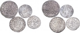 GERMANY. Lot of 4 coins. Albus Cologne 1515, Schilling Stralsund 1538, 1/24 taler Pommern-Stettin 1616, double schilling Mecklenburg-Wismar (ND). Gene...