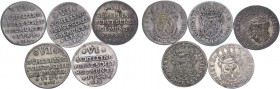 GERMANY. Lot of 5 coins. Schleswig-Holstein-Gottorp 6 Schilling 1724 (BH/HH). Fine to good very fine.