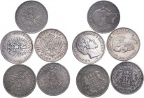 GERMANY. Lot of 5 coins. 5 Mark Hamburg (2), Baden, Bavaria, Saxony. Generally fine to very fine.