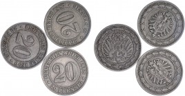 GERMANY. Empire 20 pfennig coins (3): 1887 D, 1888 J, 1890 J, the last scarce. Generally very fine.