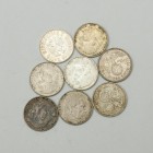 GERMANY. Third Reich, Lot of 8 silver 2 Marks 1933-39. Martin Luther 1933 E, 1937 A (2), 1939 A (4), 1939 E. Generally very fine.