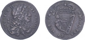 IRELAND. Charles II, 1683, Halfpenny, small letters. (S.6575). Nearly Very Fine.