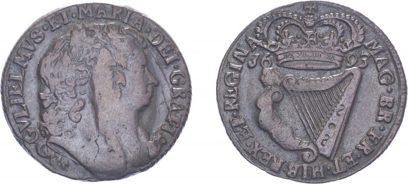 IRELAND. William & Mary, 1693, Halfpenny, conjoined busts. (S.6597). About Very ...