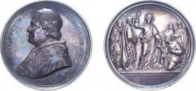 Vatican City, Pope Pius IX, 1869, Christ with Disciples, silver medal. By I. and F. Bianchi. 74mm, 190.7g. (Bartolotti XXIV-8). About Extremely Fine a...