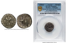 Afonso VI Counterstamped 50 Reis ND (1663) Fine Details (Scratch) PCGS, LMB-34. Crowned "S0" countermark (VF Details) on a Portuguese João IV 40 Reis ...
