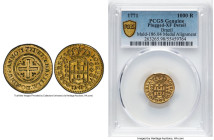 Jose I gold 1000 Reis 1771-(L) XF Details (Plugged) PCGS, Lisbon mint, KM162.3, LMB-301. Large size, Second type, JOSEPHUS/DOMINUS. HID09801242017 © 2...