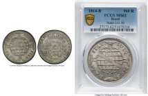 João Prince Regent 960 Reis 1814-B MS62 PCGS, Bahia mint, KM307.1, LMB-399. Overstruck on a Spanish Colonial 8 Reales. Conservatively graded and prese...