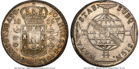João Prince Regent 960 Reis 1816-B MS63 NGC, Bahia mint, KM307.1, LMB-401a. Overstruck on a Spanish Colonial 8 Reales. Ample underlying luster. HID098...