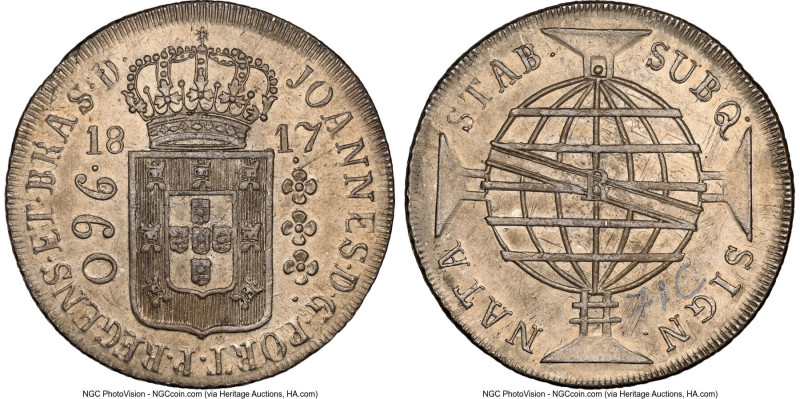 João Prince Regent 960 Reis 1817-R MS61 NGC, Rio de Janeiro mint, KM307.3, LMB- ...
