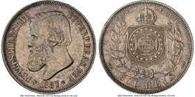 Pedro II 500 Reis 1887 AU Details (Cleaned) NGC, Rio de Janeiro mint, KM480, LMB-639. By far the scarcest date in the series, which saw only 769 minte...