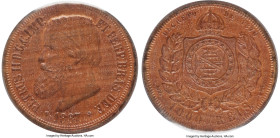 Pedro II wood Pattern 1000 Reis 1887 MS62 NGC, Rio de Janeiro mint, KM-Pn165, LMB-E111. A rarely seen Pattern issue on a wood planchet. HID09801242017...