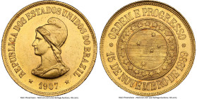 Republic gold 20000 Reis 1907 MS62 NGC, Rio de Janeiro mint, KM497, LMB-726. Mintage: 3,310. HID09801242017 © 2024 Heritage Auctions | All Rights Rese...