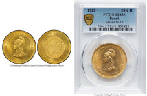 Republic gold 20000 Reis 1922 MS62 PCGS, Rio de Janeiro mint, KM497, LMB-737. Mintage: 2,681. HID09801242017 © 2024 Heritage Auctions | All Rights Res...