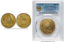 British Colony. Jose I gold Contemporary Counterfeit 6400 Reis (Peça) 1767-R AU Details (Cleaned) PCGS, cf. KM172.2 (for original type). A classic per...