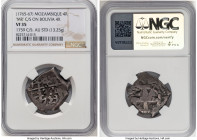 Portuguese Colony. José I "MR" Counterstamped 4 Reales ND (1765) VF35 NGC, KM-Unl, Gomes-Unl. By Decree of 1765 under Governor Baltazar Manoel Pereira...