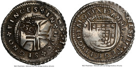Pedro II Counterstamped 250 Reis ND (1688) XF45 NGC, Gomes-105.01, LMB-99. 11.23gm. Host: Portugal Joao IV 200 Reis (1/2 Cruzado) from the Lisbon mint...