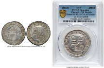 Pedro II Counterstamped 250 Reis ND (1688) XF Details (Cleaned) PCGS, Gomes-103.02, LMB-93. Host: Portugal Afonso VI 200 Reis (1/2 Cruzado) from the E...