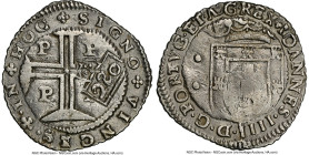 Pedro II Counterstamped 250 Reis ND (1688) XF Details (Cleaned) NGC, Gomes-102.01var (unlisted with retrograde S), LMB-94var (same). 11.46gm. Host: Po...