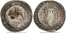 Pedro II Counterstamped 500 Reis ND (1688) VF30 NGC, Gomes-112.01, LMB-96. 22.22gm. Host: Portugal Joao IV 200 Reis (Cruzado) from the Lisbon mint. Co...