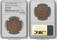Luiz I copper Pattern 20 Reis 1863 MS63 Red and Brown NGC, Brussels mint, KM-Pn135, Gomes-E11.01. A radiant Pattern with glossy fields. HID09801242017...