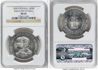 Carlos I "Discovery of India - 400th Anniversary" 1000 Reis 1898 MS66 NGC, Lisbon mint, KM539. Finest grade recorded by both NGC and PCGS. HID09801242...