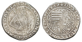 Tirol, 10 Kreuzer 1566, Ferdinand II., Hall, Hahn 20a, Kr., gereinigt, Fassungsspur, ss, selten.