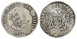 1/4 Taler, 1655, Ferdinand III., Kremnitz, Huszár 1258, Druckstelle, ss.