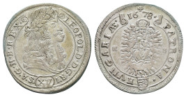 15 Kreuzer, 1678, Leopold I., Kremnitz, Huszar 1425, ss.Dieses Los wird regelbesteuert verkauft, auf den Zuschlag wird 22% Aufgeld, 3 Euro Losgebühr u...