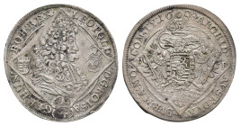 1/4 Taler, 1698, Leopold I., Kremnitz, Huszár 1410, min. wellig, justiert, ss+.