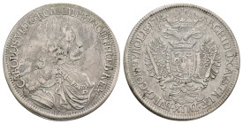 Taler, 1714, Karl VI., Hall, Dav. 1051, Av. starke Kratzer von Altreinigung, ss.